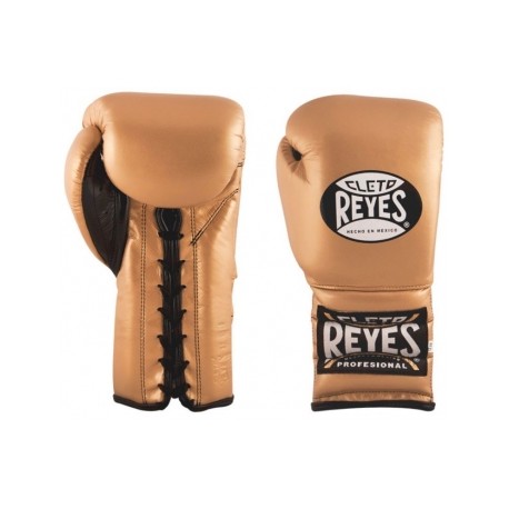 Guantes Cleto Reyes Con Agujeta 12 Oz. Dorado