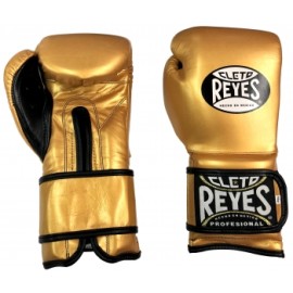 Guantes Cleto Reyes Con Velcro 14 Oz. Dorado