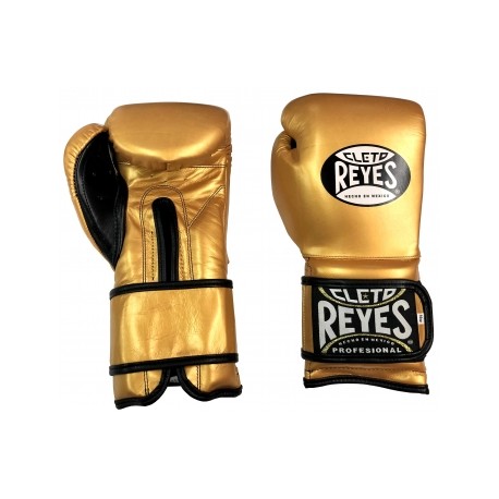 Guantes Cleto Reyes Con Velcro 14 Oz. Dorado