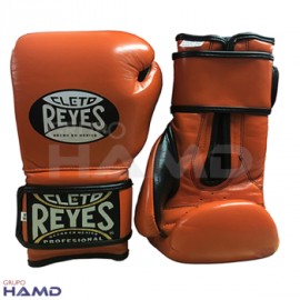 Guantes Cleto Reyes Con Velcro 14 Oz. Naranja