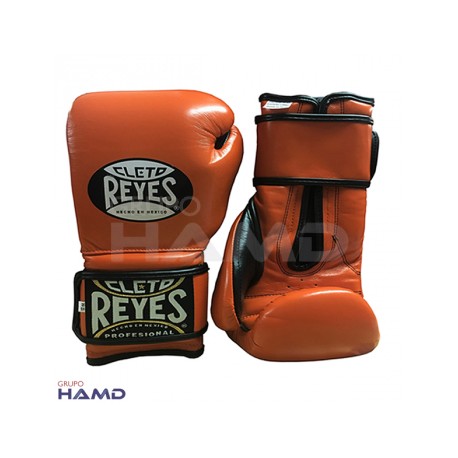 Guantes Cleto Reyes Con Velcro 14 Oz. Naranja