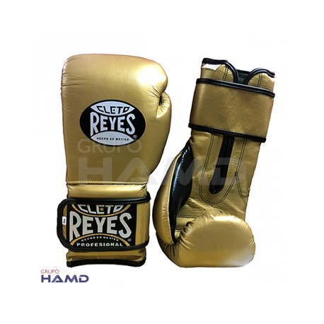 Guantes Cleto Reyes Con Velcro 16 Oz. Dorado