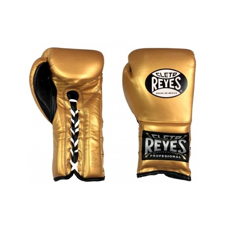 Guantes Cleto Reyes Con Agujeta 14 Oz. Dorado